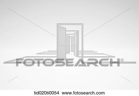 Stock Illustration - The open white door. Fotosearch
