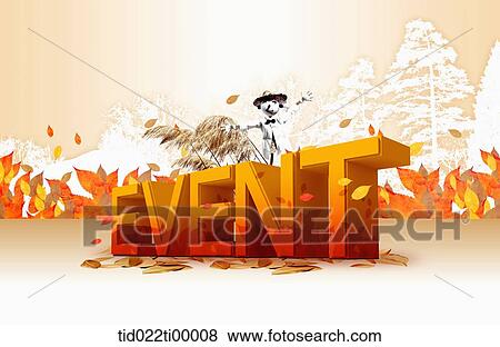 The orange 'EVENT' with autumn background View Large Illustration Stock Illustration - The orange 'EVENT' with autumn background. Fotosearch