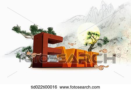 The orange 'EVENT' with mountain background View Large Illustration Stock Illustration - The orange 'EVENT' with mountain background. Fotosearch
