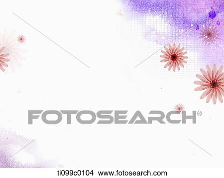 The orange flower with purple and white background View Large Illustration Stock Illustration - The orange flower with purple and white background. Fotosearch
