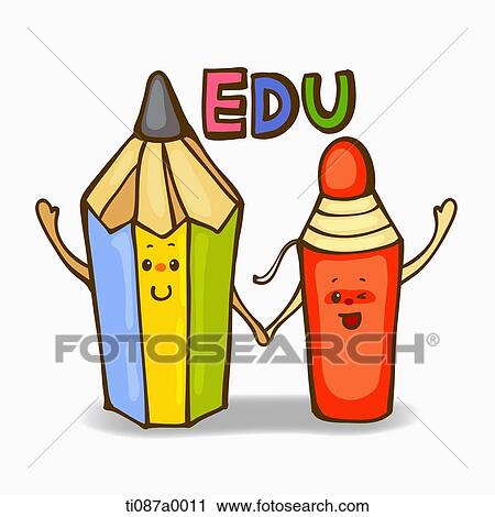 The pencils holding hands together with 'EDU' View Large Illustration Clip Art - The pencils holding hands together with 'EDU'. Fotosearch