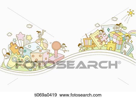 The people in the entertainment town View Large Illustration Stock Illustration - The people in the entertainment town. Fotosearch