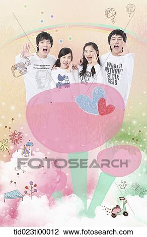 Drawing - The people making their voice . Fotosearch