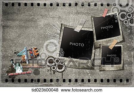 Stock Illustration - The photo frame and the tourist site. Fotosearch
