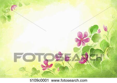 Clip Art - The pink flower with green background. Fotosearch
