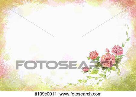 Clip Art - The pink flower with pink and green background. Fotosearch