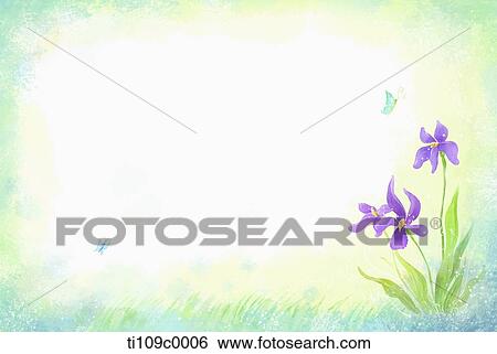 The purple flower with blue background View Large Illustration Stock Illustration - The purple flower with blue background. Fotosearch