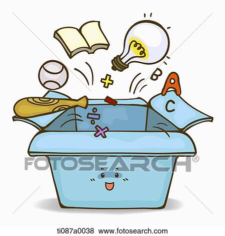 The various education item from the blue box View Large Illustration Stock Illustration - The various education item from the blue box. Fotosearch