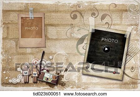 The video photo frame and the couple models with camera View Large Illustration Clip Art - The video photo frame and the couple models with camera. Fotosearch