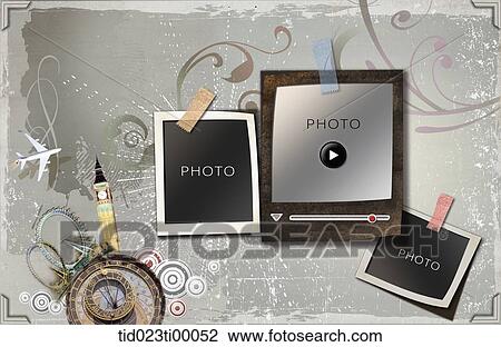 Drawing - The video photo frame and the tourist site. Fotosearch