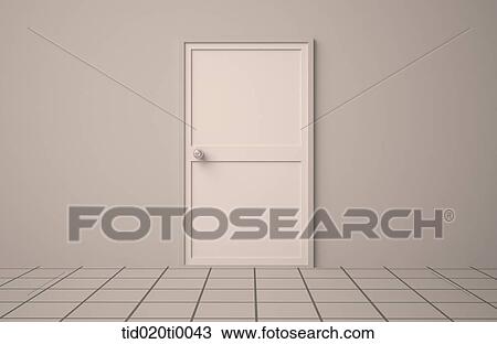 The white door View Large Illustration Drawing - The white door. Fotosearch