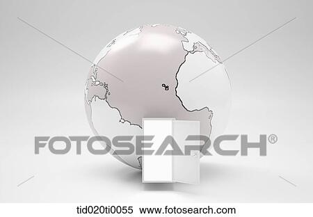 Stock Illustration - The white door into the globe. Fotosearch