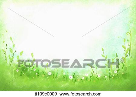 Stock Illustration - The white flower with green background. Fotosearch