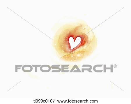 Stock Illustration - The white heart with orange background. Fotosearch