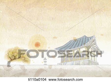 Stock Illustration - Traditional temple . Fotosearch