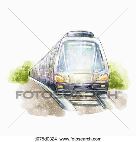 Train on the rail View Large Illustration Stock Illustration - Train on the rail . Fotosearch