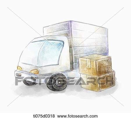 Truck and freight View Large Illustration Stock Illustration - Truck and freight . Fotosearch