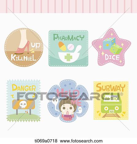 Various theme icons View Large Illustration Stock Illustration - Various theme icons . Fotosearch