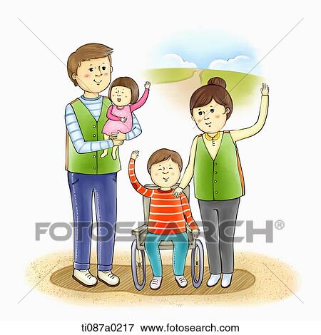 Stock Illustration - Volunteer helping for the disabled . Fotosearch
