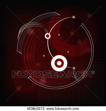 Drawing - White circle and red background. Fotosearch