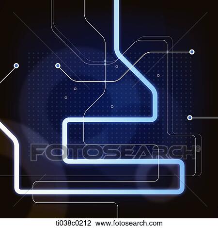 Drawing - White line and blue background. Fotosearch