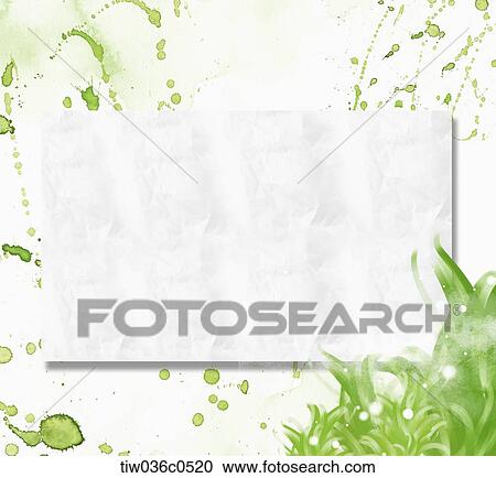 Clipart - White paper and green paint . Fotosearch