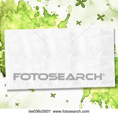 Stock Illustration - White paper and green paint . Fotosearch