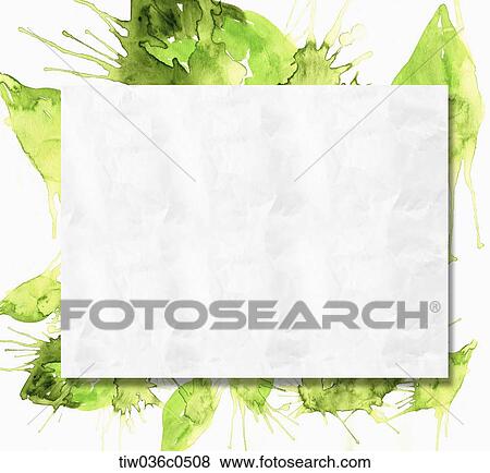 Stock Illustration - White paper and green paint . Fotosearch