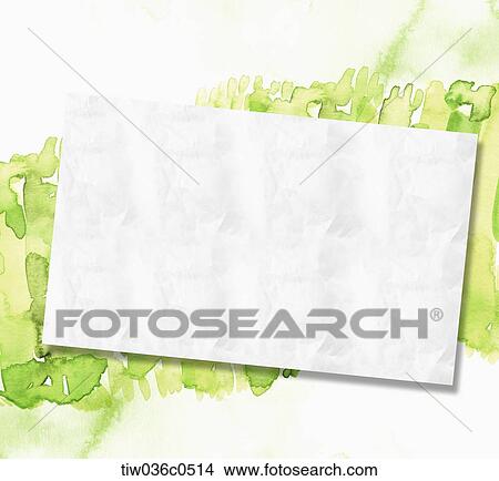 Stock Illustration - White paper and green paint . Fotosearch
