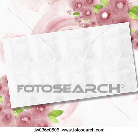 Stock Illustration - White paper and red rose . Fotosearch