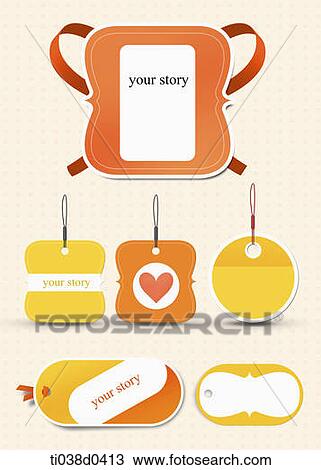 Drawing - Yellow and orange 'your story' tag. Fotosearch