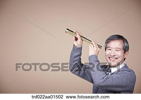 A smiling old man with telescope View Large Photo Image Stock Image - A smiling old man with telescope. Fotosearch
