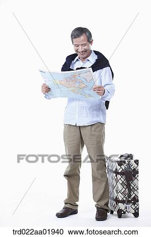 Stock Image - An old man going on travel . Fotosearch