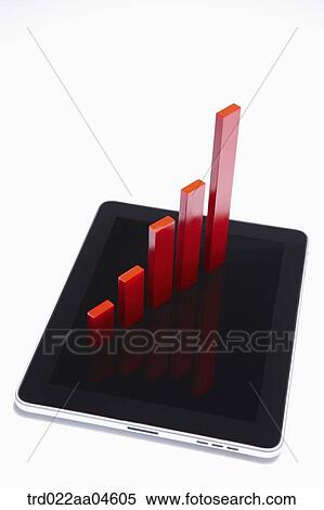 Tablet PC and red chart View Large Photo Image Stock Photography - Tablet PC and red chart. Fotosearch