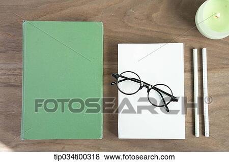 The book, glasses, pencil, and candle View Large Photo Image Stock Photo - The book, glasses, pencil, and candle. Fotosearch