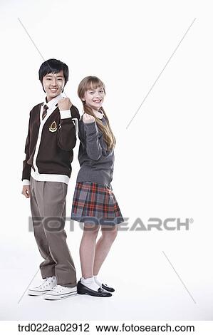 Stock Image - The cheering global students. Fotosearch