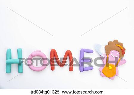 The colorful clay 'HOME' with clay mother View Large Photo Image Stock Photography - The colorful clay 'HOME' with clay mother. Fotosearch