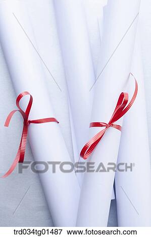 Stock Photo - The diploma with red ribbon . Fotosearch