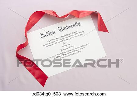 Stock Image - The diploma with red string. Fotosearch