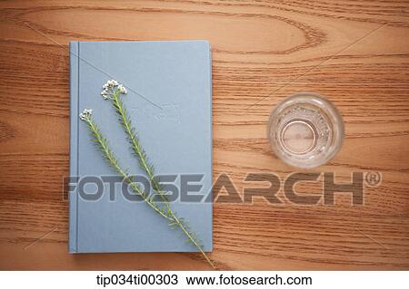 The flower on the book and a glass of water View Large Photo Image Stock Image - The flower on the book and a glass of water. Fotosearch