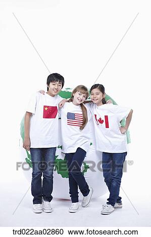 Stock Image - The global students putting their arms around each other. Fotosearch