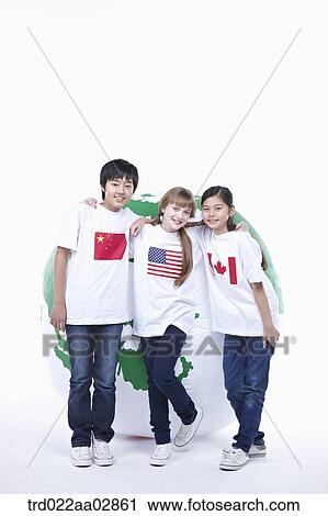 The global students putting their arms around each other View Large Photo Image Stock Image - The global students putting their arms around each other. Fotosearch