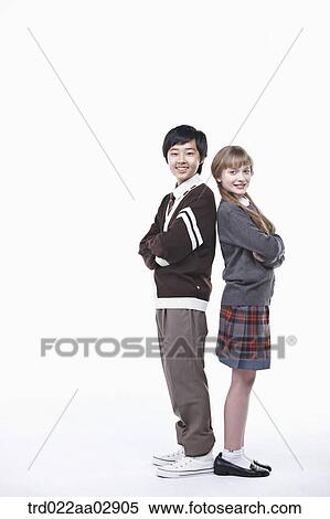Stock Photography - The global students standing against each other. Fotosearch