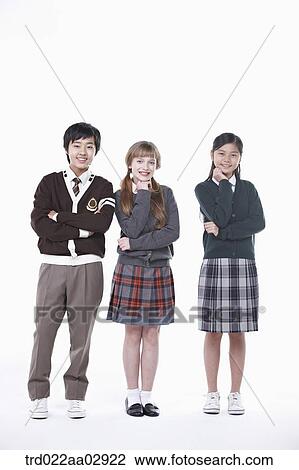 Stock Image - The global students standing with their arms folded. Fotosearch