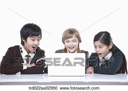 The global students surprised at the laptop View Large Photo Image Stock Image - The global students surprised at the laptop . Fotosearch