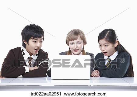 The global students surprised at the laptop View Large Photo Image Stock Image - The global students surprised at the laptop . Fotosearch