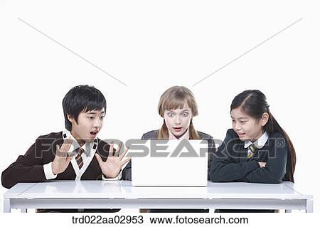 The global students surprised at the laptop View Large Photo Image Stock Image - The global students surprised at the laptop . Fotosearch
