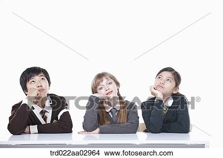 Picture - The global students thinking of an idea. Fotosearch