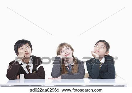 Stock Photography - The global students thinking of an idea. Fotosearch