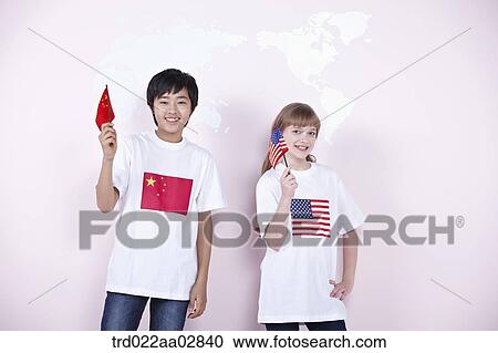 The global students with China and U. S. A. flag View Large Photo Image Stock Image - The global students with China and U. S. A. flag. Fotosearch